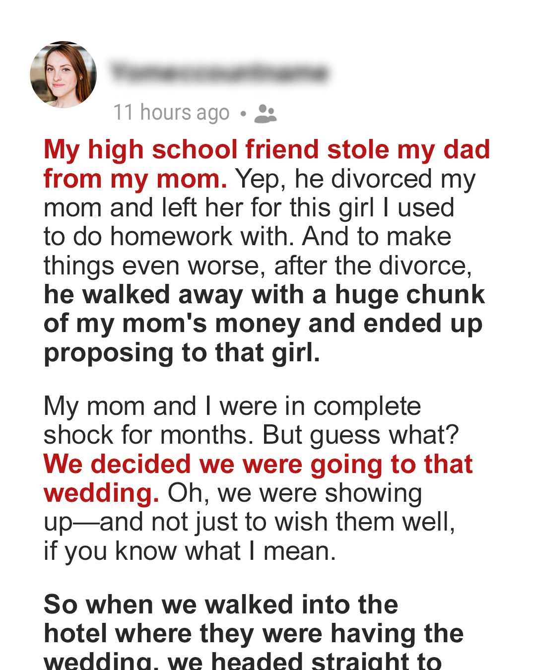 My Dad Left Me and My Mom for My Classmate—So We Decided to Show Up at Their Wedding