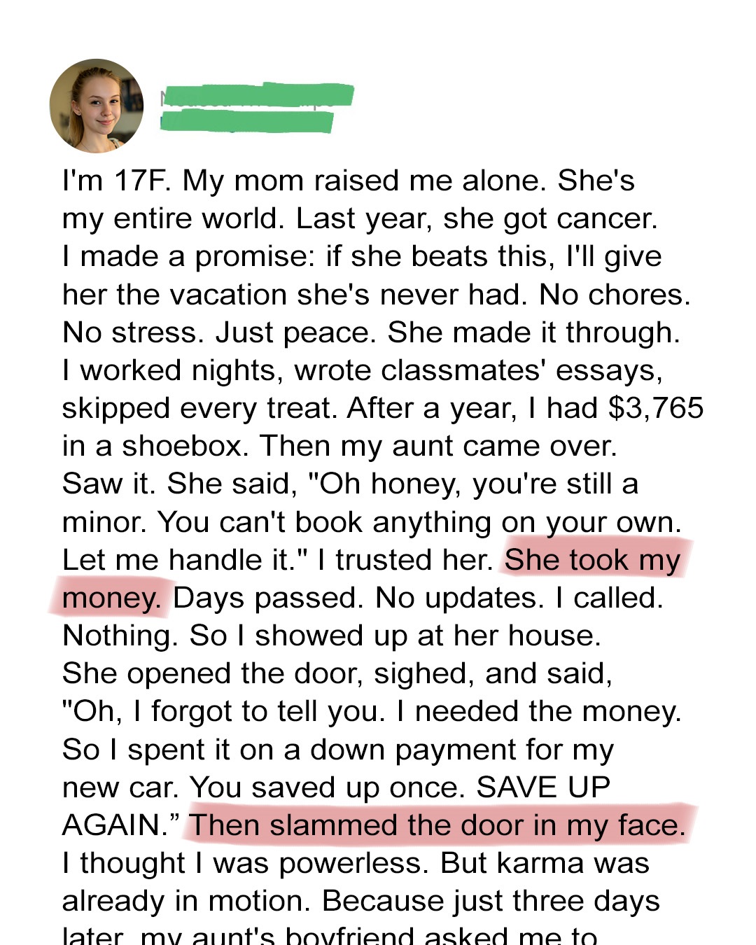 My Aunt Stole the $3,765 I Spent a Year Saving to Take My Mom to the Ocean – She Thought She Could Get Away With It