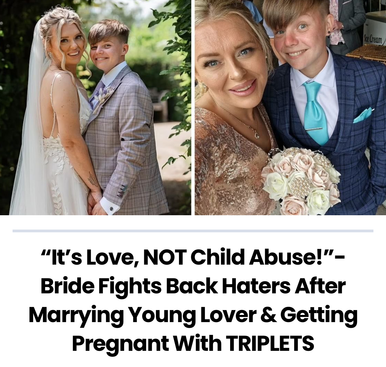 “It’s Love, NOT Child Abuse!”- Bride Fights Back Haters After Marrying Young Lover & Getting Pregnant With TRIPLETS