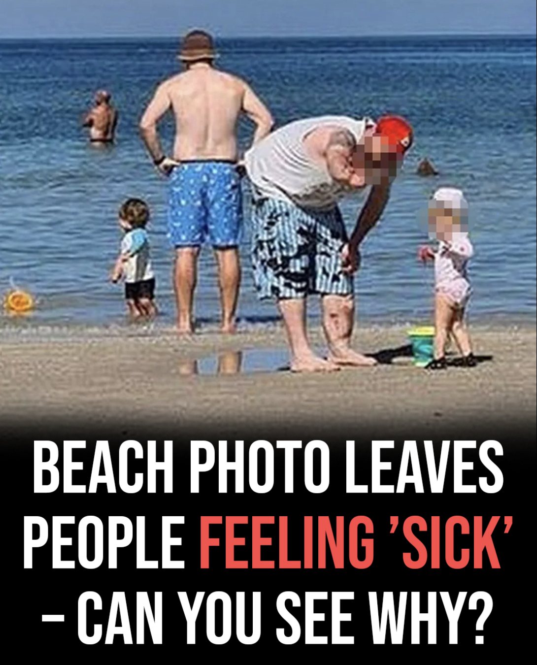 Beach family photo goes viral after viewers spot terrifying detail
