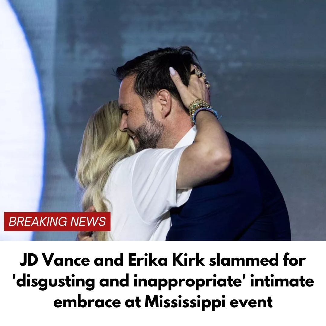 JD Vance and Erika Kirk slammed for ‘disgusting and inappropriate’ intimate embrace at Mississippi event