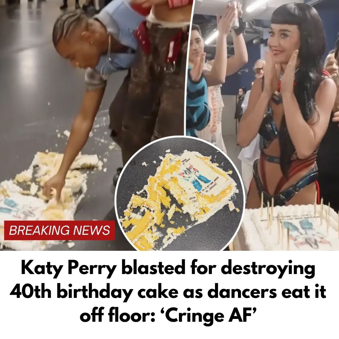Katy Perry blasted for destroying 40th birthday cake as dancers eat it off floor: ‘Cringe AF’