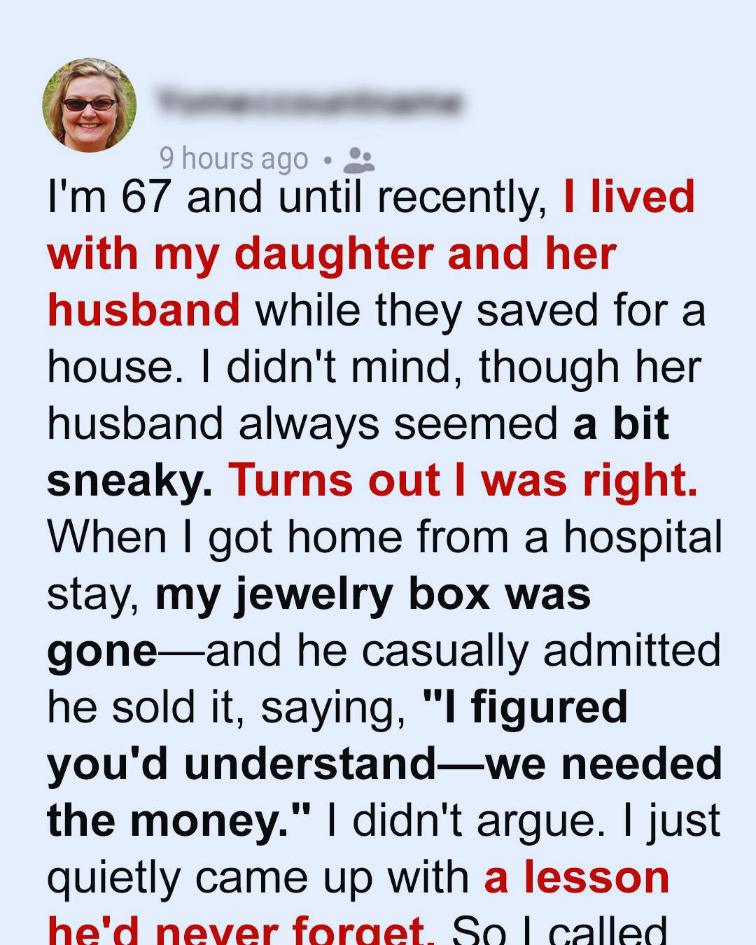 My Son-in-Law Sold My Jewelry While I Was in the Hospital – But I Found the Perfect Way to Teach Him a Lesson