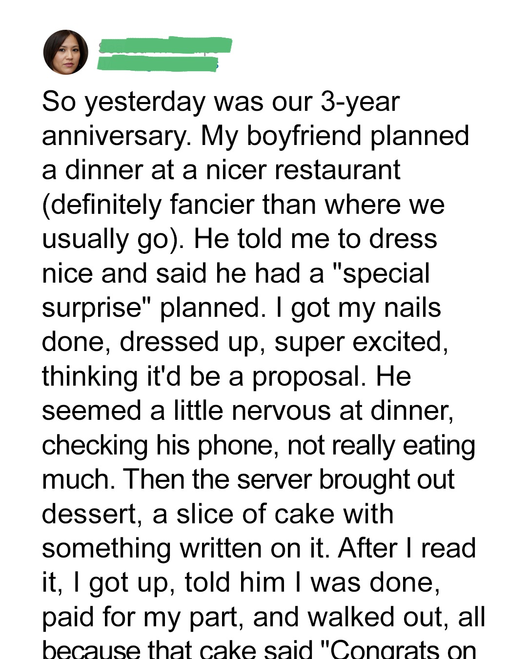 I Thought Our Anniversary Dinner Would Be a Proposal – But My Boyfriend Ended Up Embarrassing Me in the Worst Way