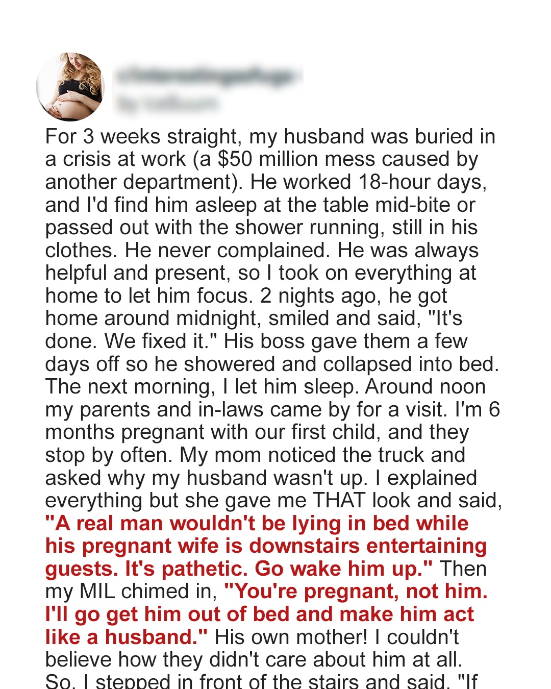 My Parents and In-Laws Came Over While My Husband Was Asleep – Then Demanded Something I Couldn’t Believe