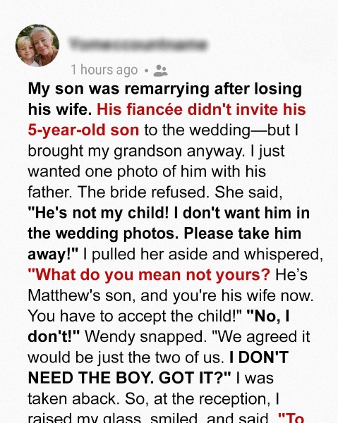 My New DIL Screamed, ‘He’s Not My Child!’ and Banned My Grandson from the Wedding Photos—So I Stepped in to Show Everyone Who She Really Is