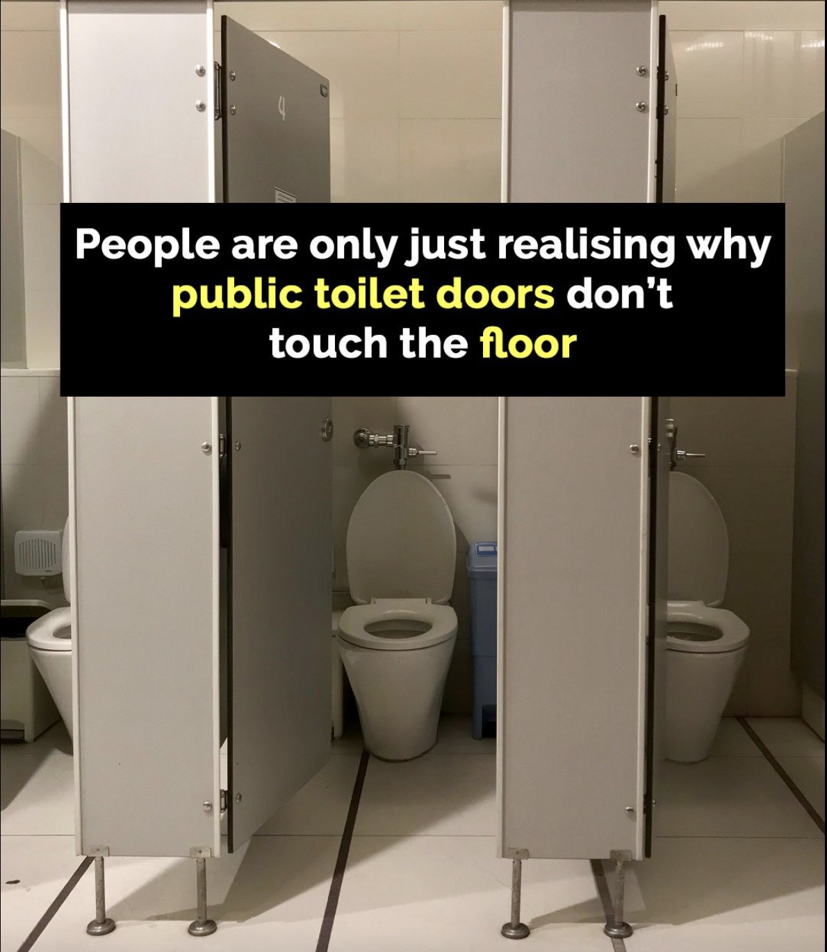 The reason doors in public bathrooms don’t touch the ground