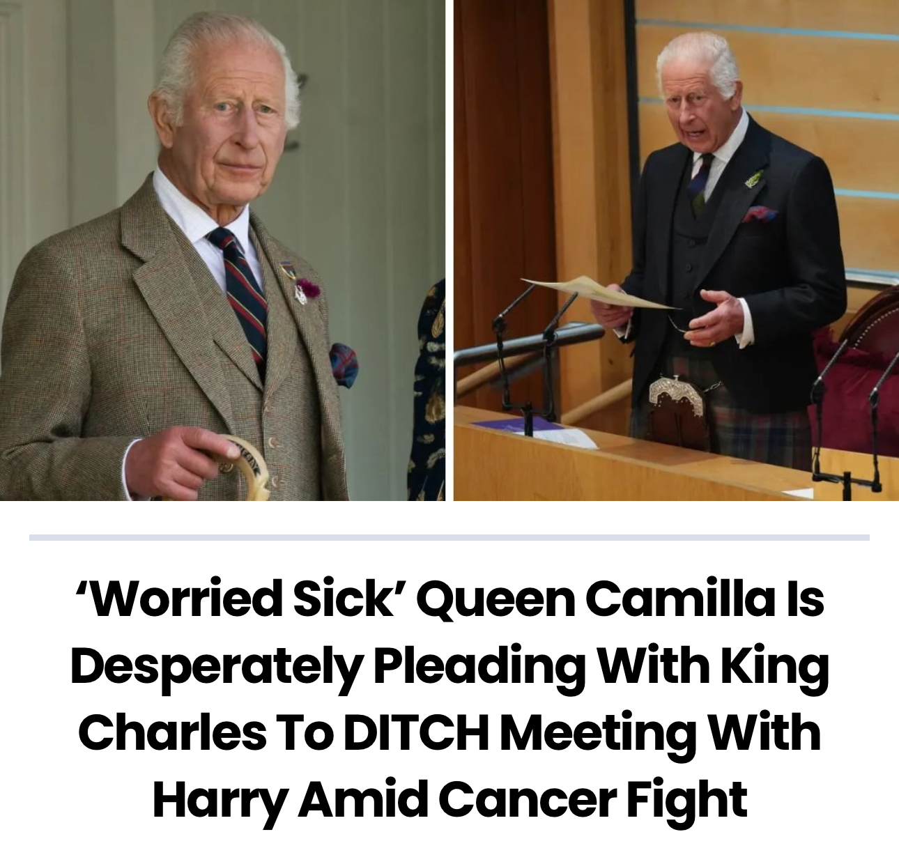 ‘Worried Sick’ Queen Camilla Is Desperately Pleading With King Charles To DITCH Meeting With Harry Amid Cancer Fight