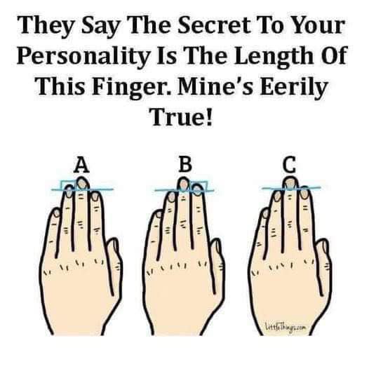 The length of your finger shows which personality you have