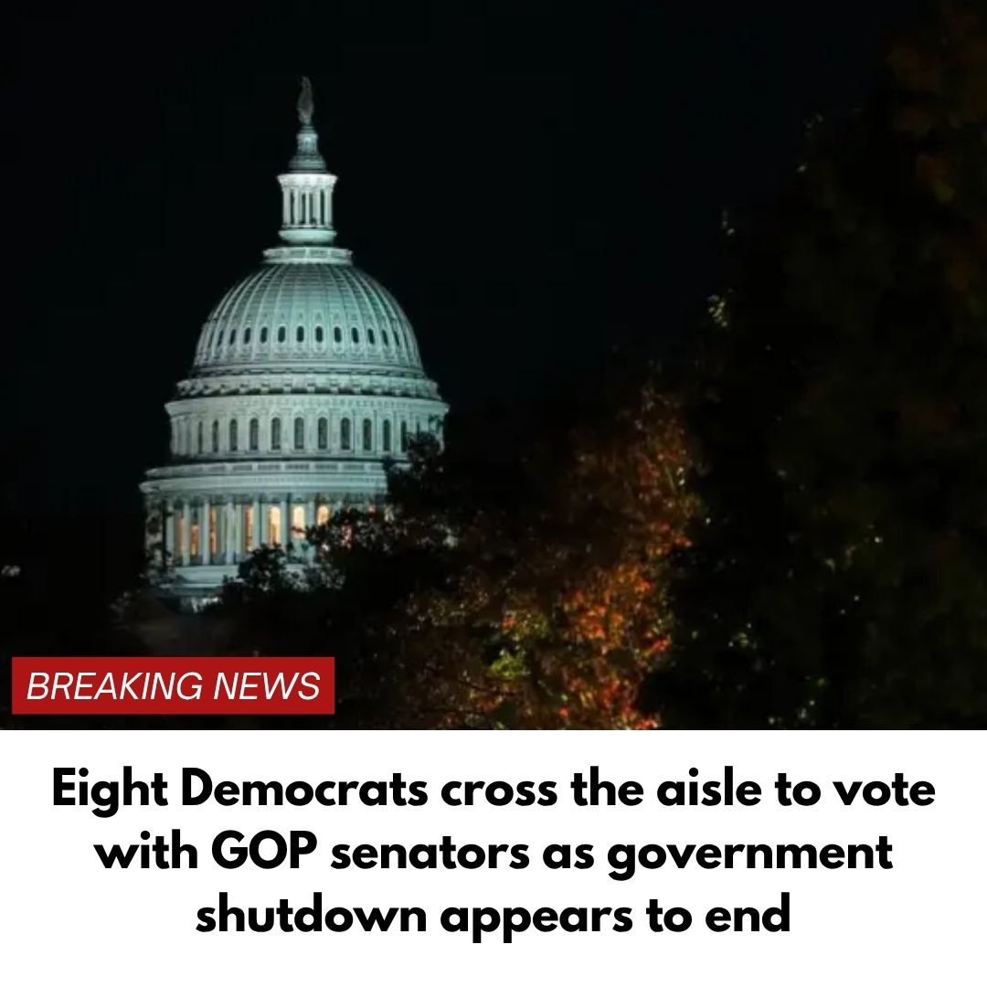 Eight Democrats cross the aisle to vote with GOP senators as government shutdown appears to end