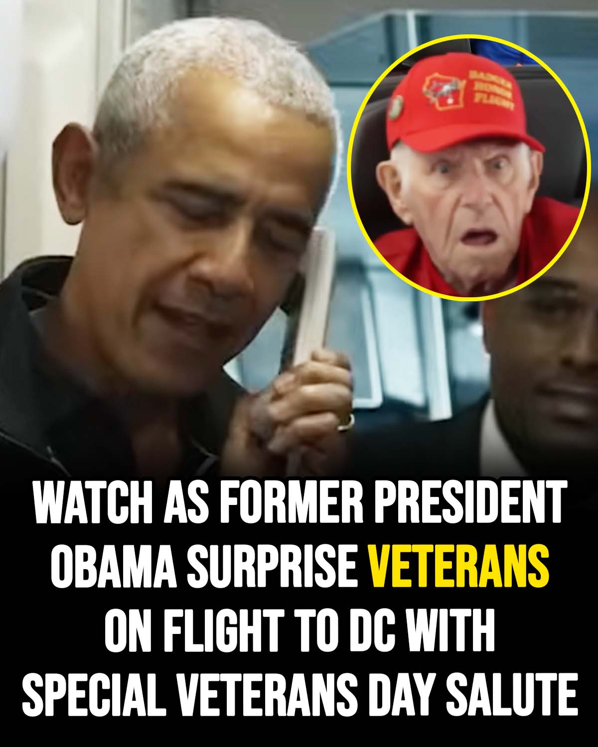 Former President Obama surprises veterans on flight to DC with special Veterans Day salute