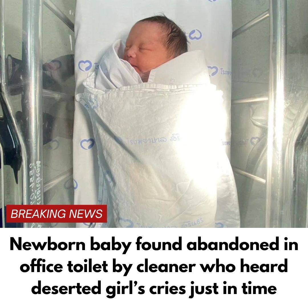 Newborn baby found abandoned in office toilet by cleaner who heard deserted girl’s cries just in time