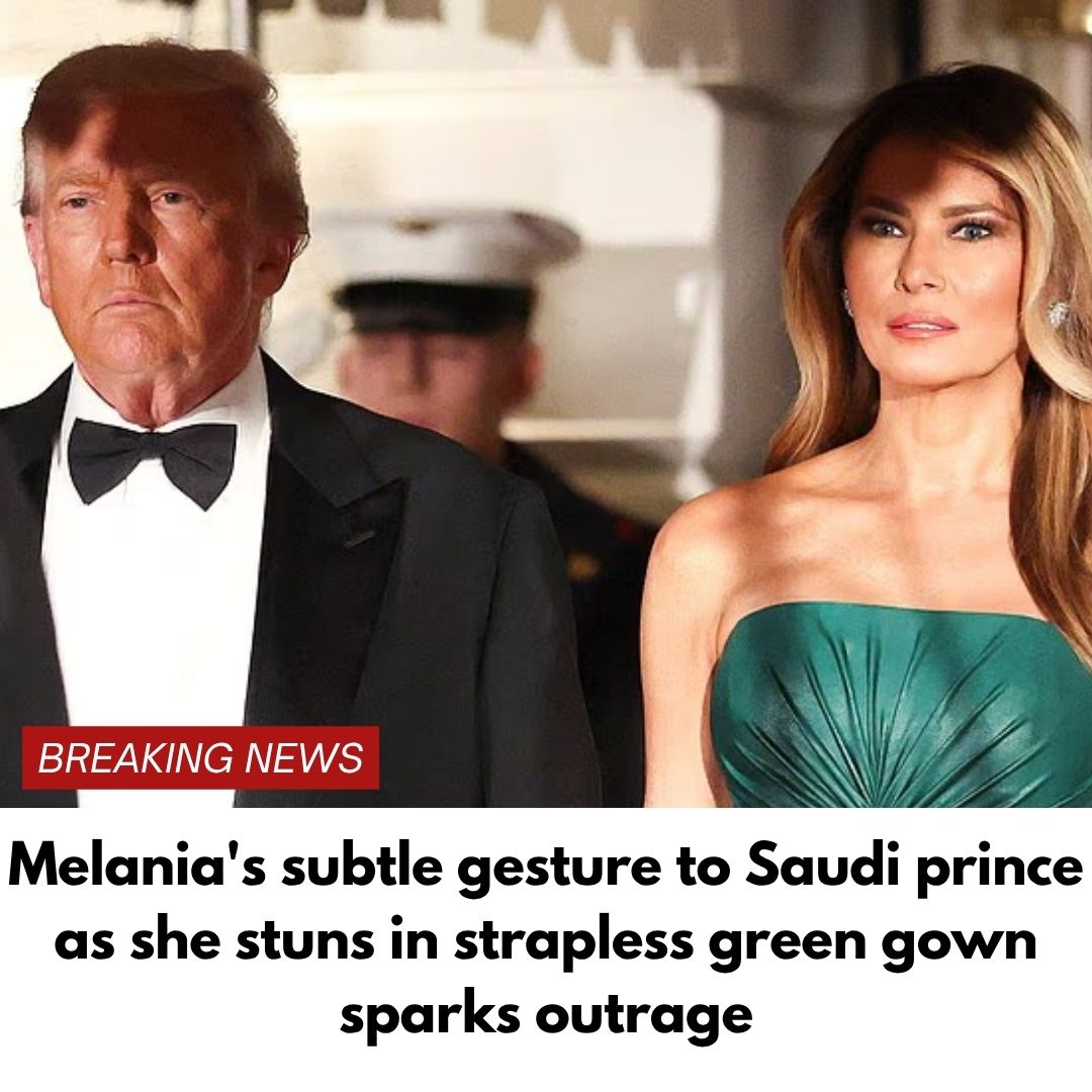 Melania’s subtle gesture to Saudi prince as she stuns in strapless green gown sparks outrage