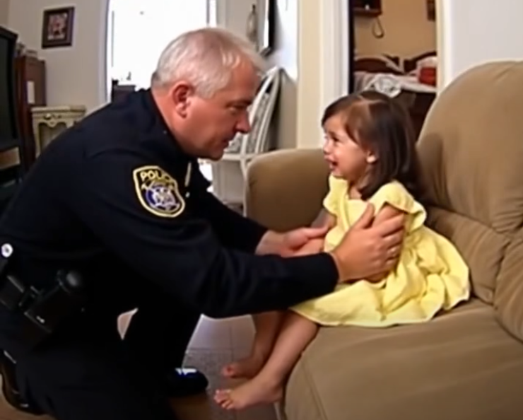 An 8-year-old girl contacts 911, saying, It was my dad and his friend! please help