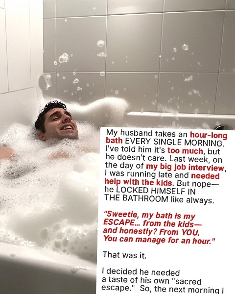 My Husband Refused to Help Get the Kids Ready for School, Taking a Bath for an Hour Instead – I Taught Him a Harsh Lesson