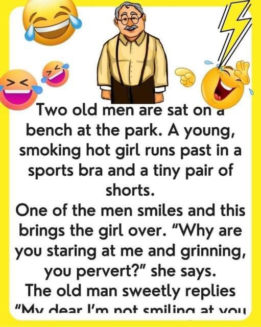 Old men sitting on a bench joke