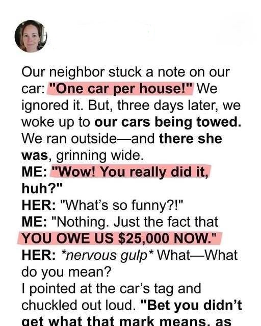 Our Neighbor Had Our Cars Towed Without Warning, But When She Tried to Humiliate Us in Front of the Whole Street, She Never Expected the Truth to Come Out—or How the Consequences Would Flip Her World Upside Down in a Single Afternoon