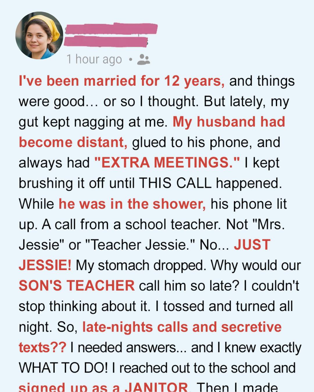 I Thought My Husband Was Cheating… So I Went Undercover as a Janitor at His School