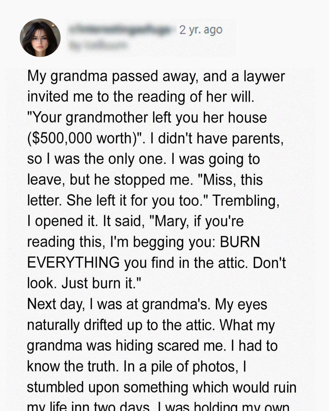 My Inheritance Letter Contained a Mysterious Warning About the Attic — I Learned the Truth Too Late