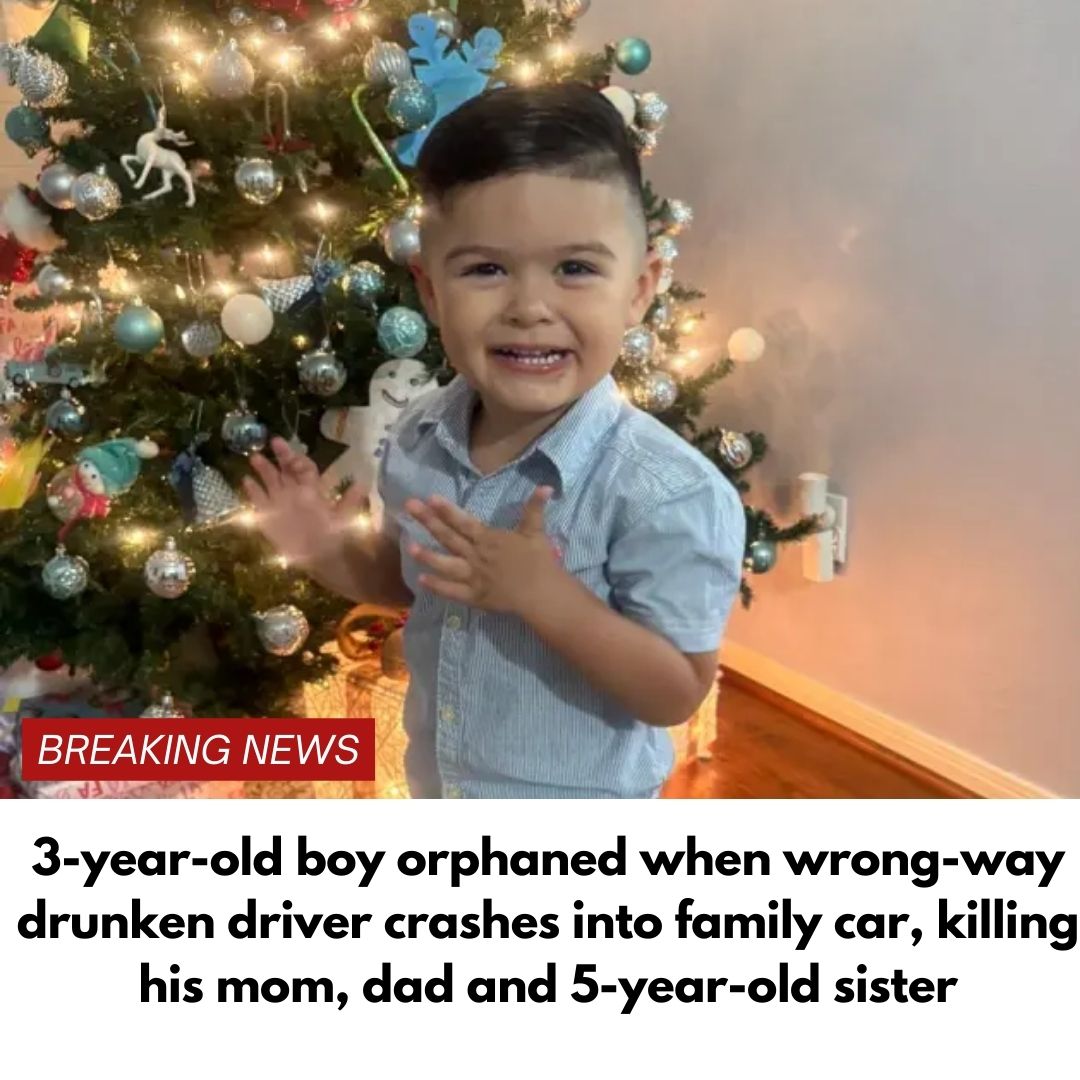 3-year-old boy orphaned when wrong-way drunken driver crashes into family car, killing his mom, dad and 5-year-old sister