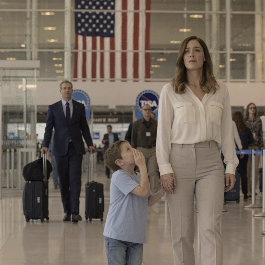 After my husband boarded a plane for a business trip, my six-year-old suddenly tugged my hand and whispered, “Mom… we can’t go back