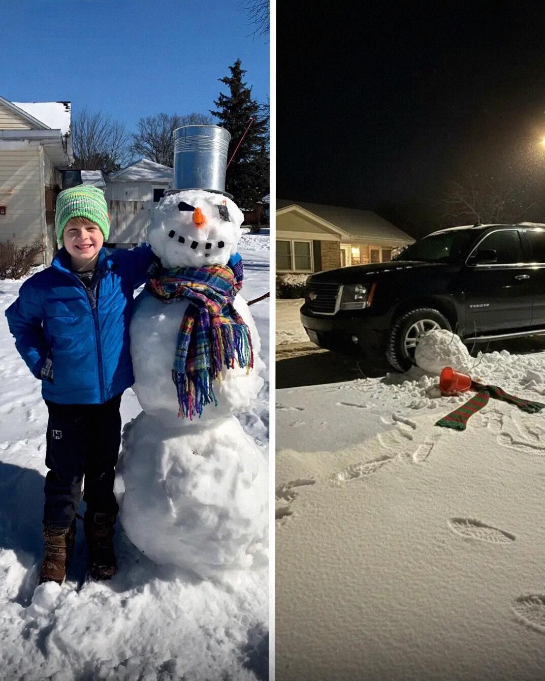 My Son Kept Building a Snowman, and My Neighbor Kept Running It Over with His Car – So My Child Taught the Grown Man a Lesson He Will Never Forget!
