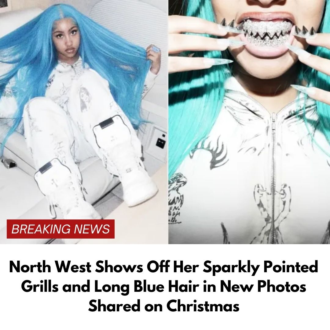 North West Shows Off Her Sparkly Pointed Grills and Long Blue Hair in New Photos Shared on Christmas
