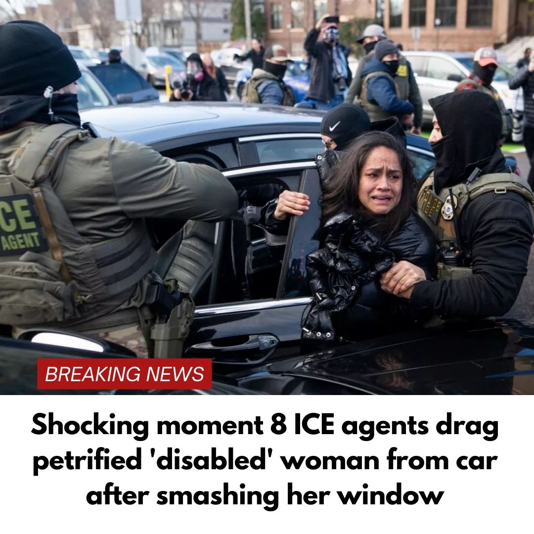 Shocking moment 8 ICE agents drag petrified ‘disabled’ woman from car after smashing her window