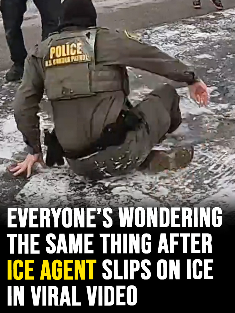 Everyone’s wondering the same thing after ICE agent slips on ice in viral video