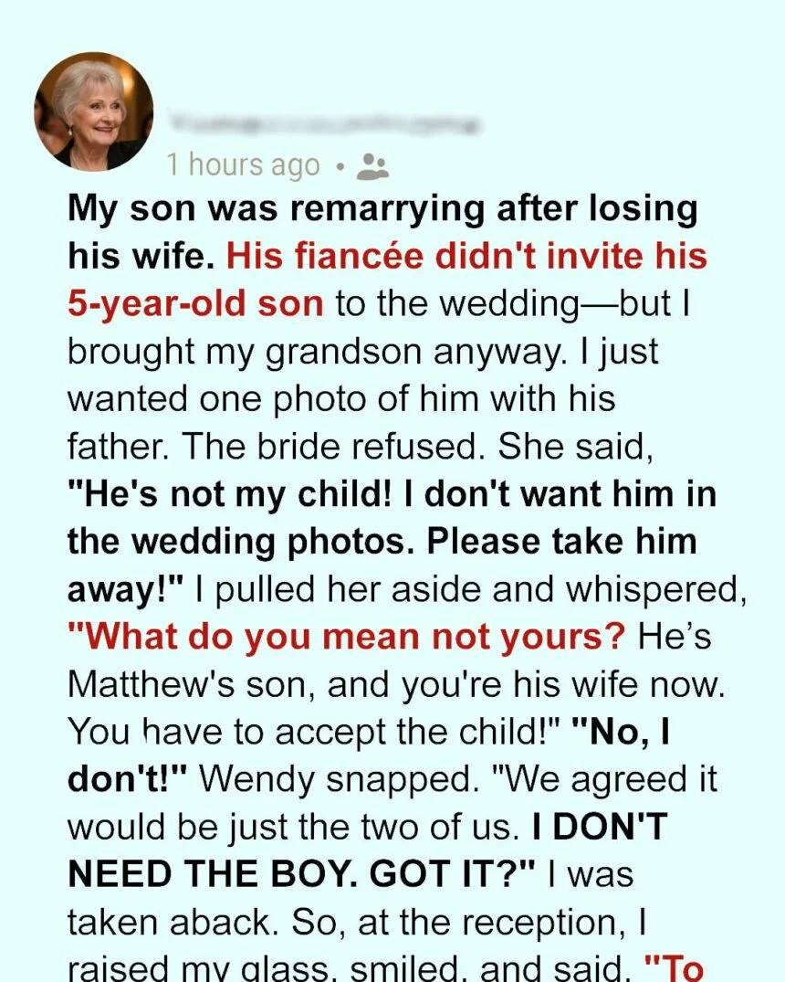 My New Daughter-in-Law Said, “He’s Not My Child!” and Refused to Let My Grandson in the Wedding Photos So I Quietly Showed Everyone the Truth