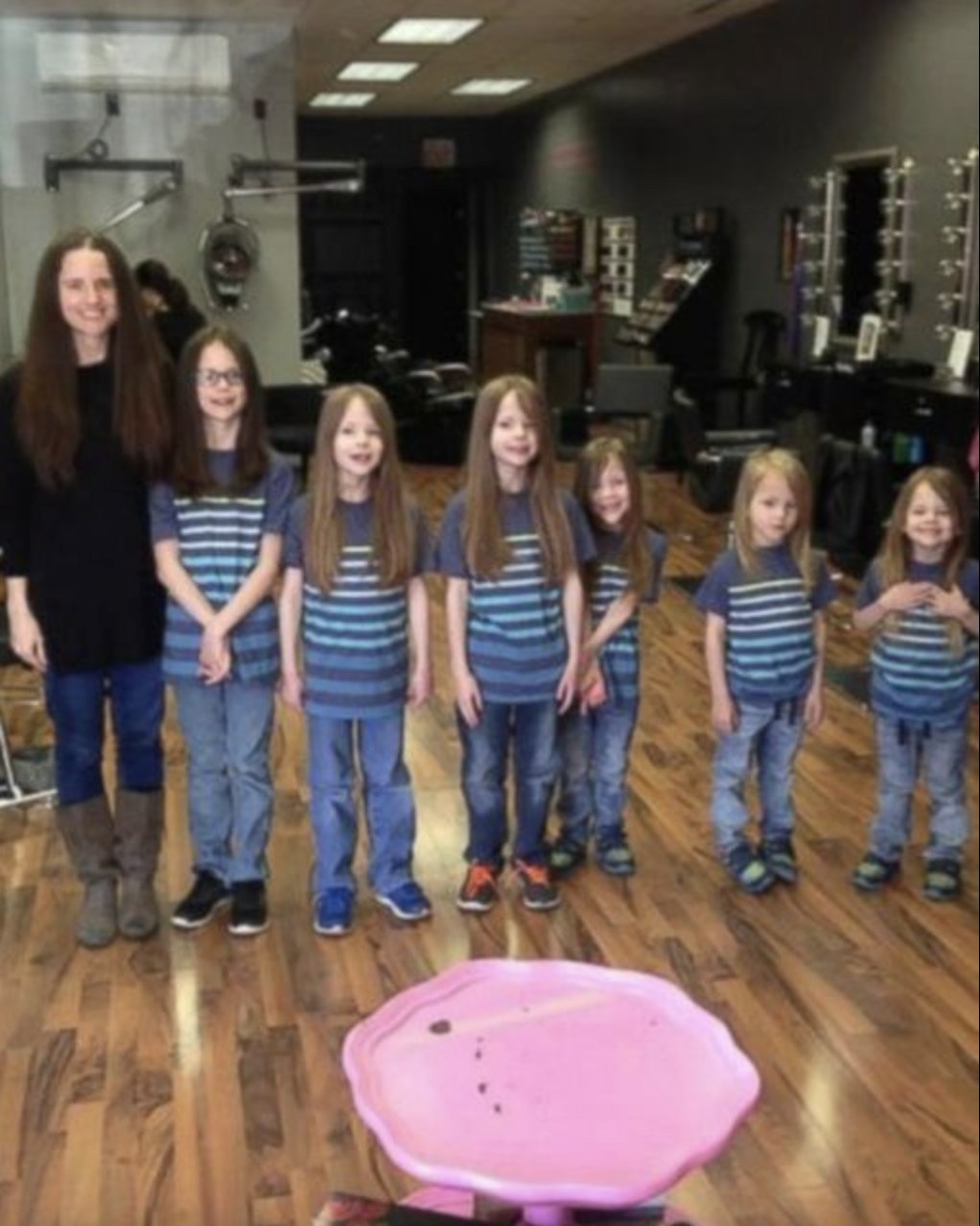 6 sons all cut off their long hair to donate it to charity