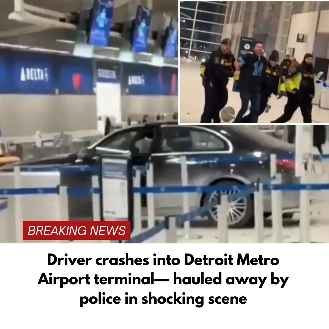 Driver crashes into Detroit Metro Airport terminal— hauled away by police in shocking scene