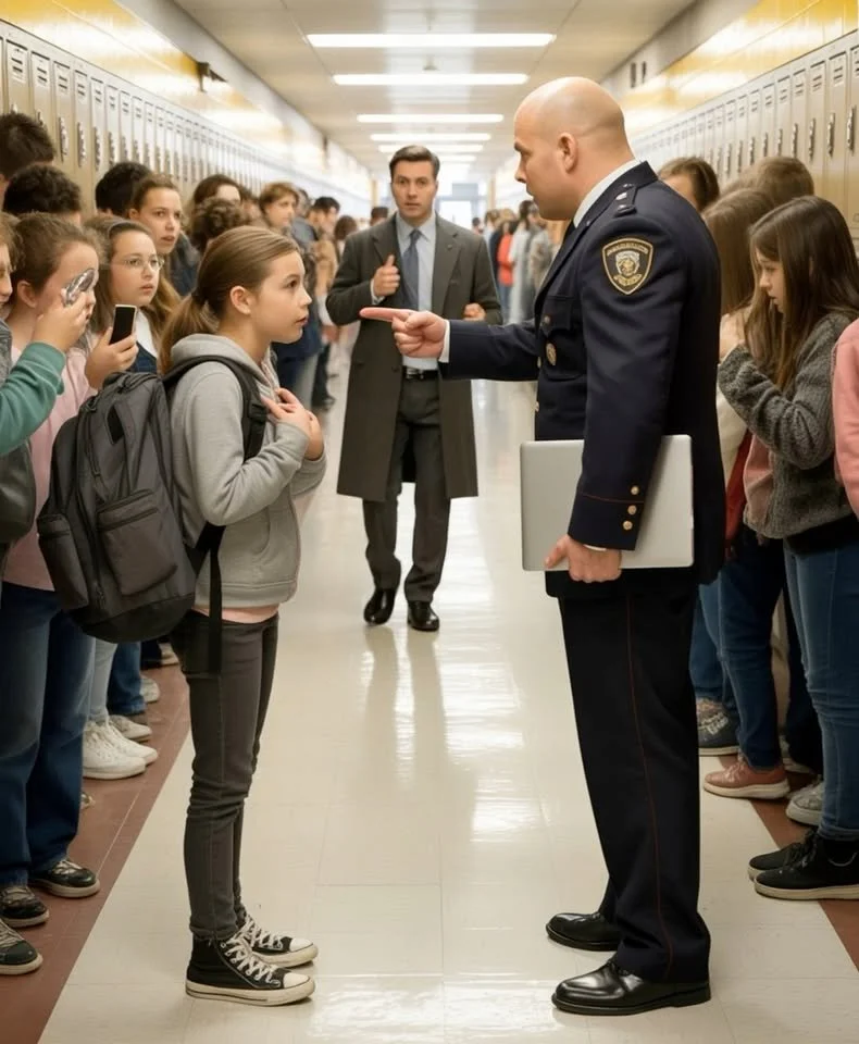 A Security Guard Mocked a “Poor” Girl for Carrying an Expensive Laptop, Accusing Her of Theft — Until Her Father Walked Into the School