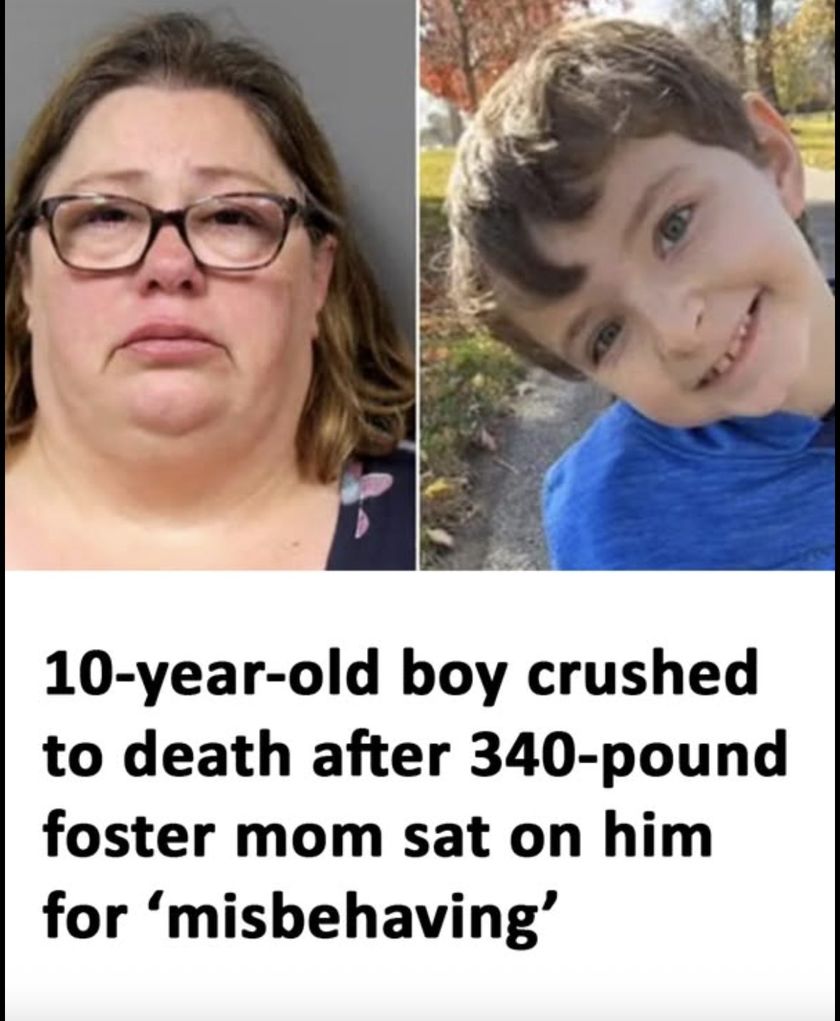 10-year-old crushed to death after foster mom sat on him
