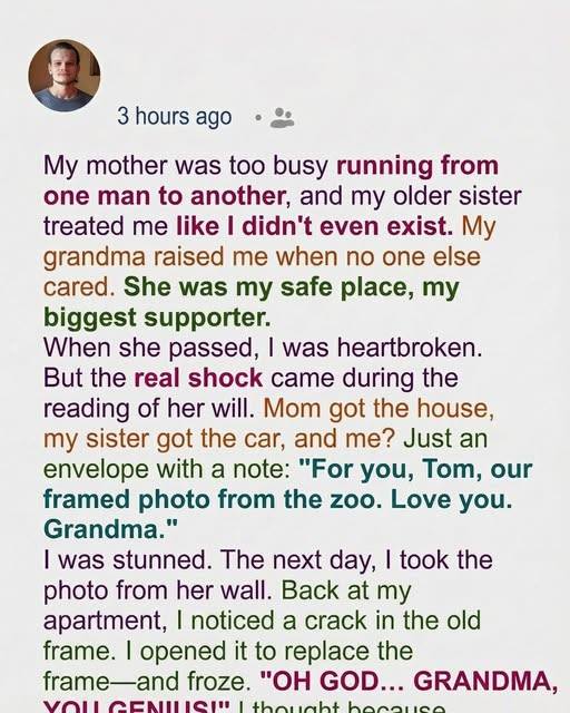 My Grandma Left Me Only a Photo While My Family Received Her Home and Car — Later I Understood the Wisdom in Her Gift