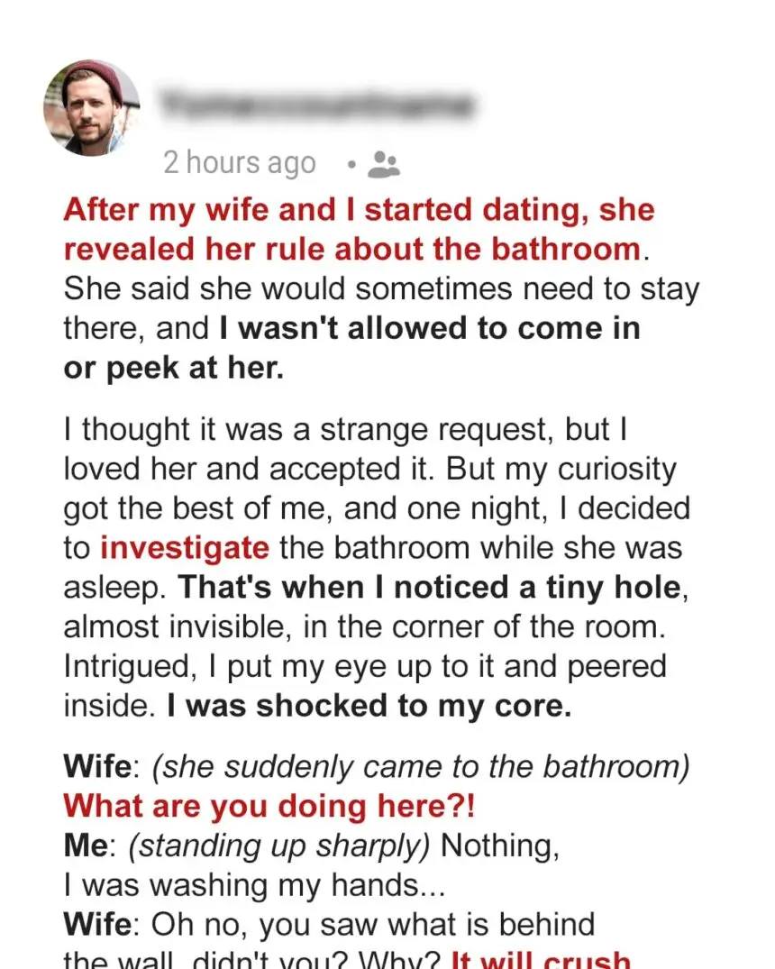 My Wife Has a Strange Bathroom Rule – When I Found Out the Truth behind It, I Was Terrified