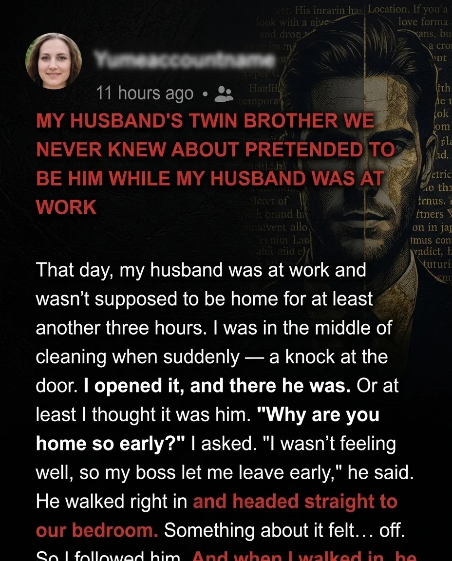 While My Husband Was at Work, the Twin We Never Knew About Came Home Pretending to Be Him!