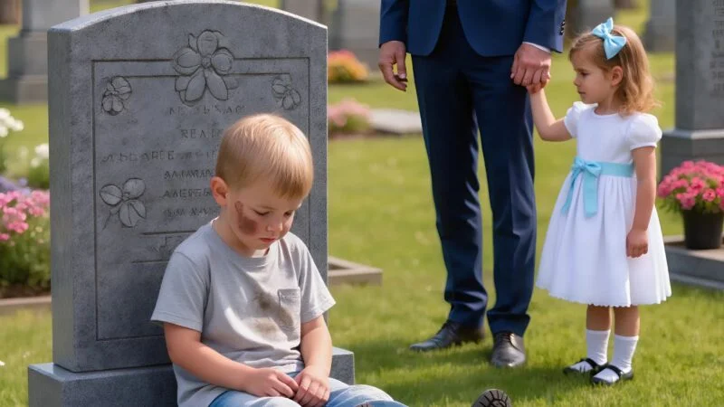 Five years after his wife had died, a man walked to her grave, holding his daughter’s hand. There, a boy lay silently. When th!