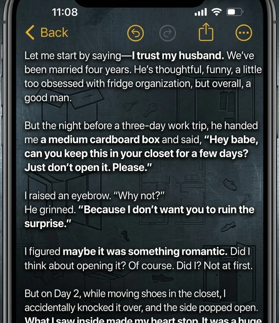 My Husband Asked Me to Store a Box in My Closet — I Accidentally Opened It While He Was on a Business Trip, and Called the Police!