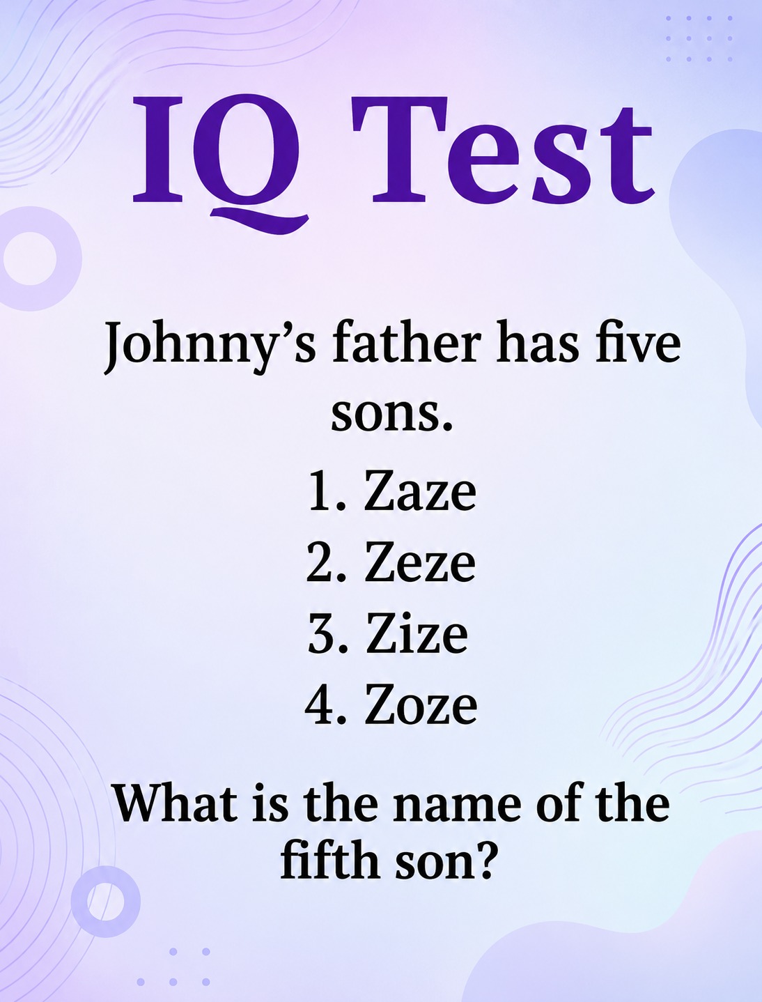 Sometimes the easiest riddles are the ones that trick us the most. This short IQ test looks simple at first, but it is designed to make people focus on the pattern instead of reading the question carefully.!