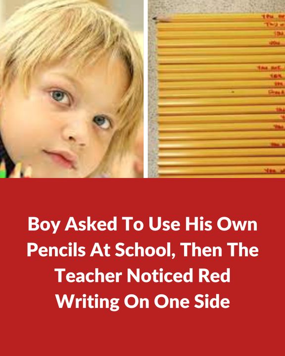 Boy Asked To Use His Own Pencils At School, And Then The Teacher Noticed Red Writing On One Side!