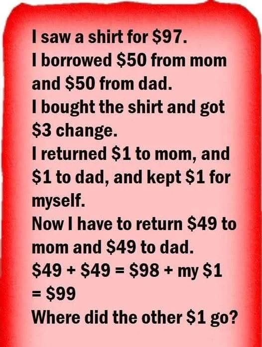 The “missing dollar” riddle!
