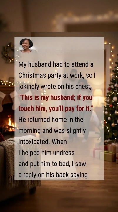 I jokingly wrote a message on my husband’s chest before his work Christmas party—and got an unexpected reply