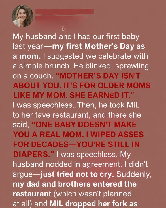 My Mother-in-Law and Husband Said Mother’s Day Was Only for “Experienced” Moms—My Family Had Other Plans