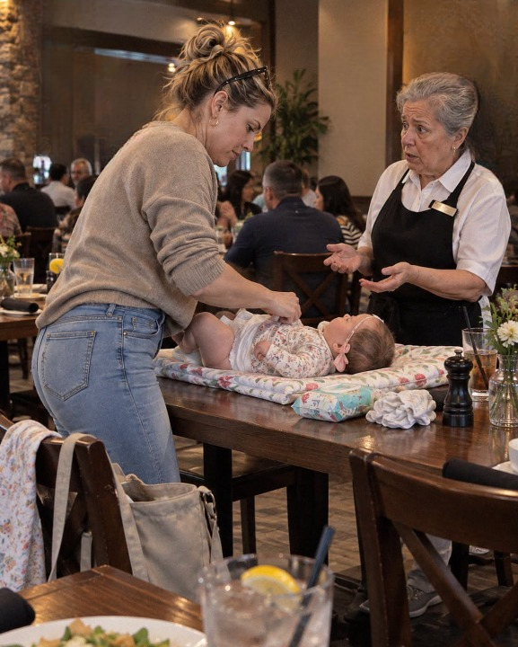 Mom Changes Baby’s Diaper on Restaurant Table — Then Screams, “You Can’t Do That!”