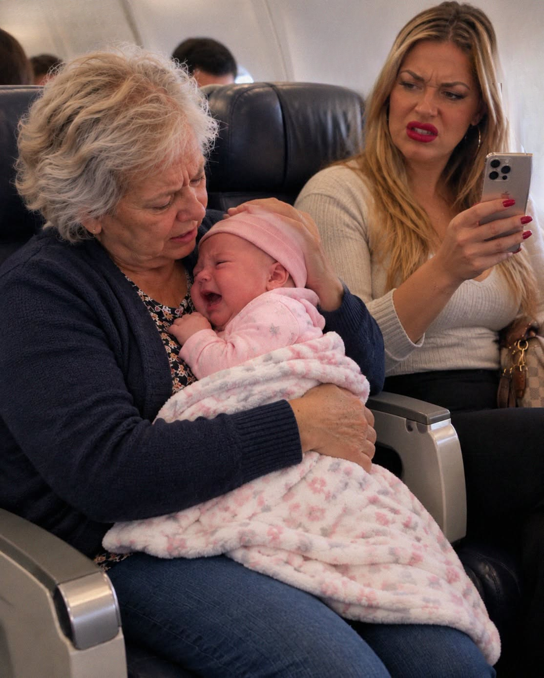 An Entitled Influencer Filmed a Grandmother on a Plane Because Her Baby Granddaughter Was Crying — Then She Recognized the Woman in the Next Seat