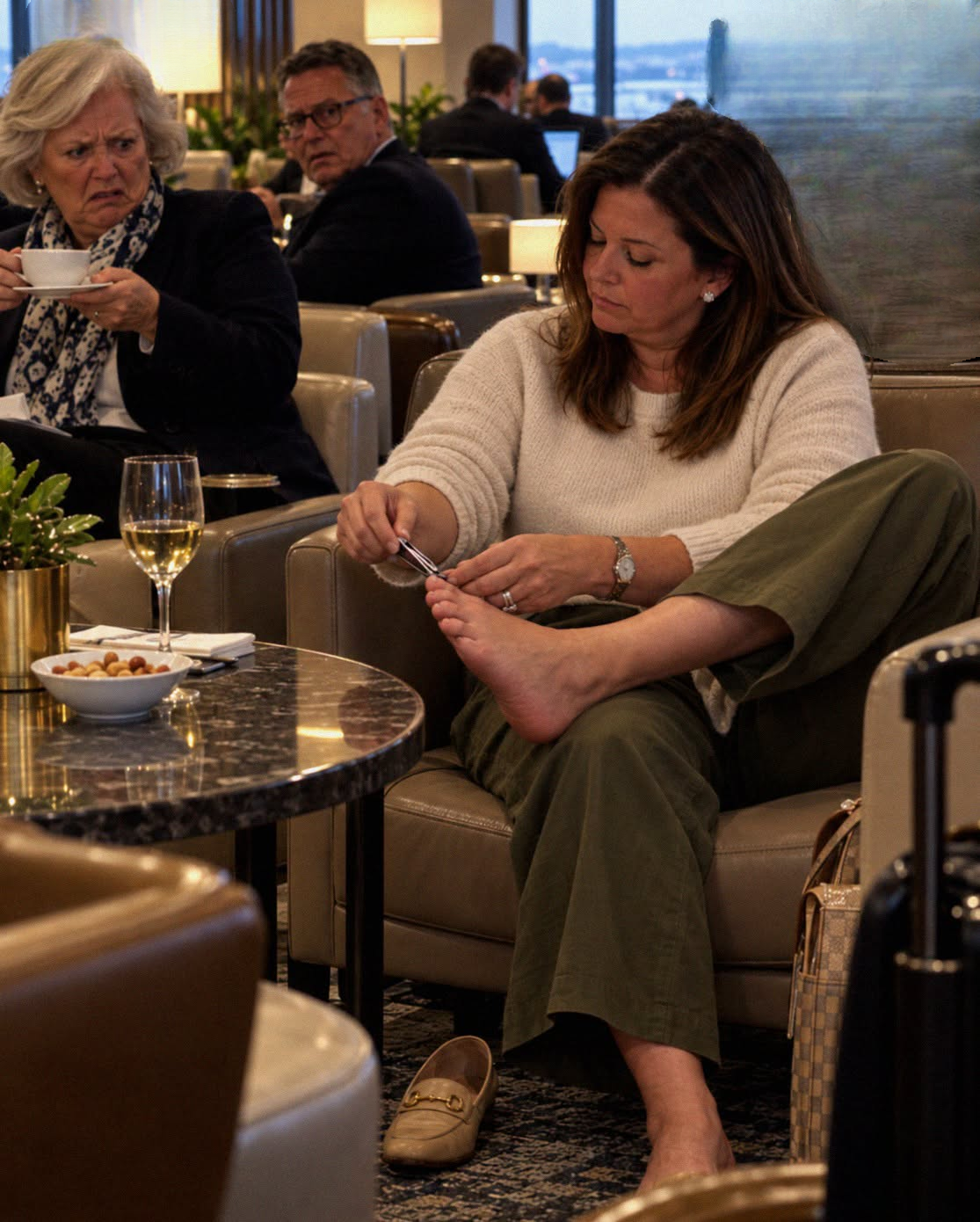 A Woman Clipped Her Toenails at an Airport Lounge Table—Then an Employee’s “Special Gift” Left Her Pale